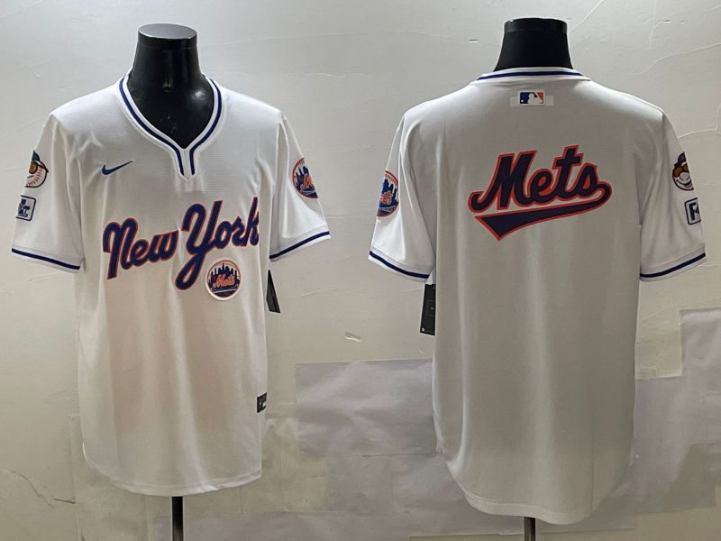 Men New York Mets Blank White Throwback Game 2025 Nike MLB Jersey style 4